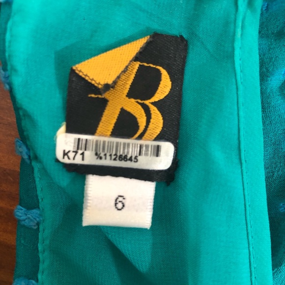 Anthropologie Sachin + Babi Teal Flocked Speckle Dress Silk Polka Dot Size 6 - Picture 8 of 9